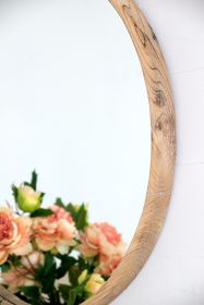 28" Round Wood Mirror, Wall Mounted Mirror Home Decor for Bathroom Living Room 28" Round Wood Mirror, Wall Mounted Mirror Home Decor for Bathroom Living Room